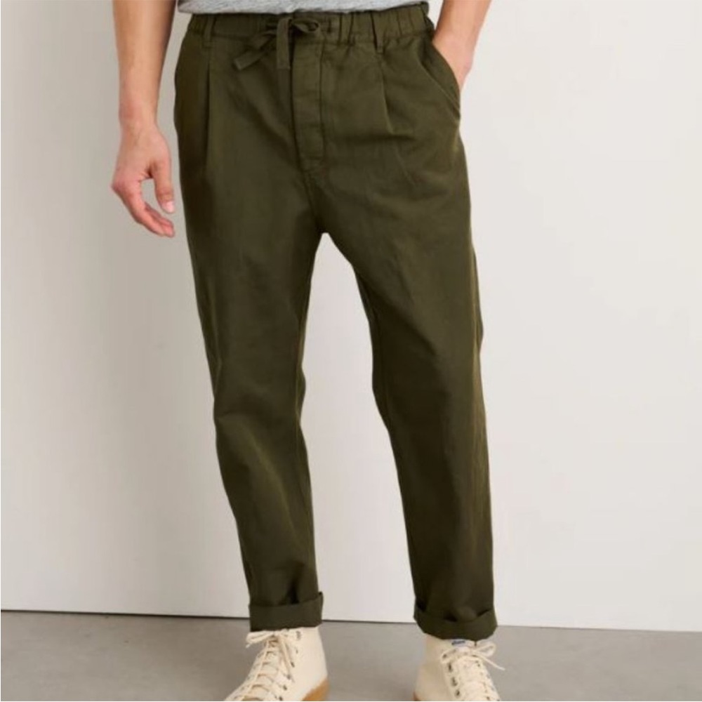Alex Mill Pull On Pleated Pants in Military Olive Green Size XS